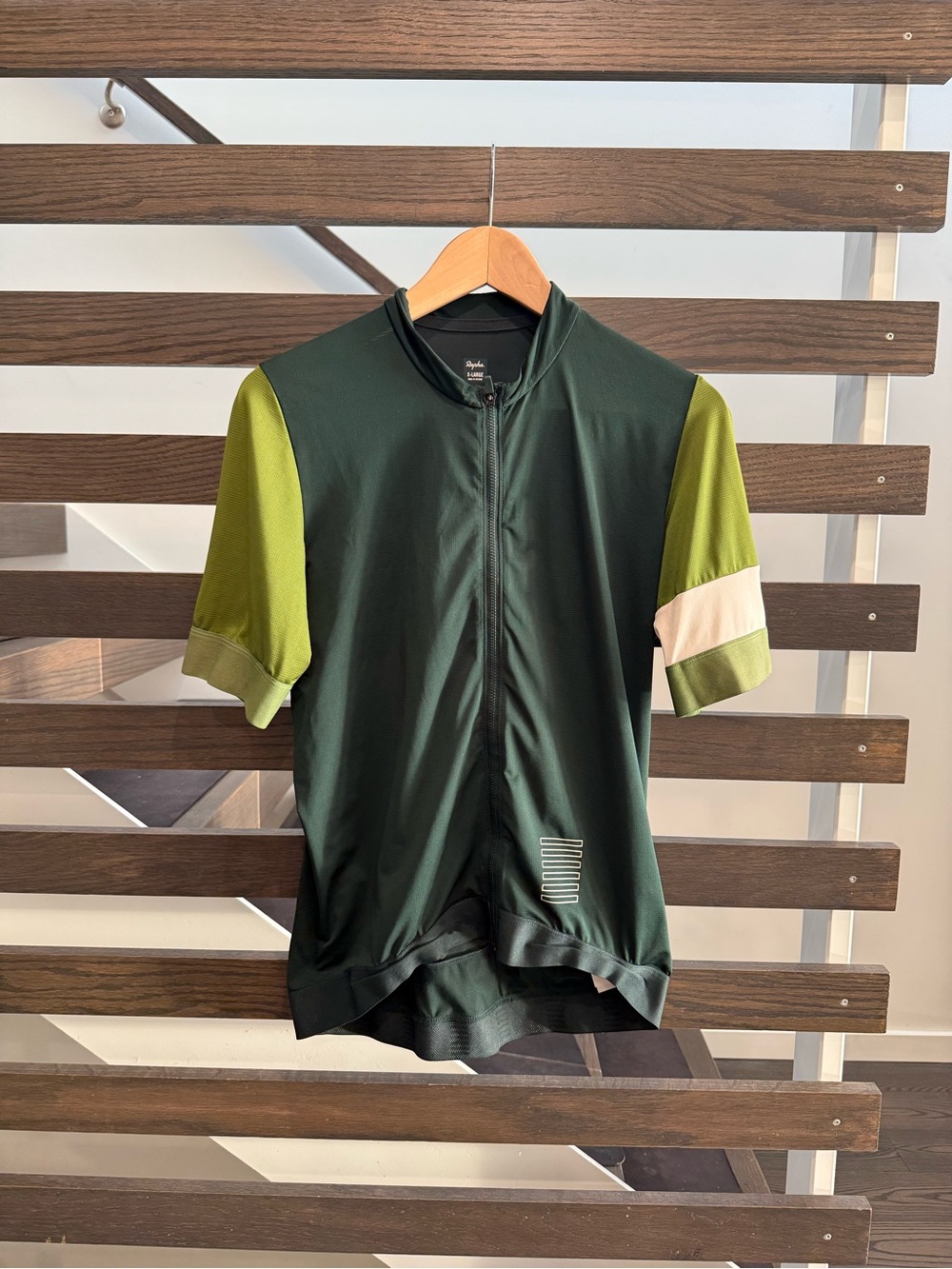Rapha Dark Green Cycling Jersey with Olive Green Sleeves
